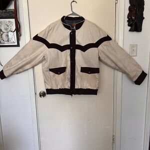 Vintage Western Style Jacket - Beige and Brown